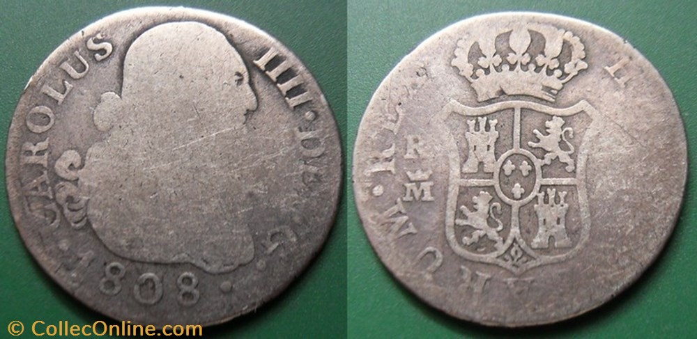 Espagne 2 Réales Charles IIII 1808 monnaie monde espagne 2 reales charles iiii 1808