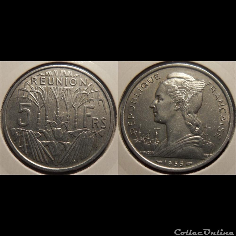 Réunion (Ile de la) 5 Francs République Française 1955 aile monnaie france colony reunion ile de la 5 francs republique francaise 1955 aile