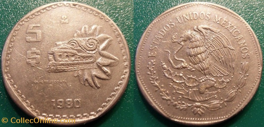5 Pesos 1980 monnaie monde mexique 5 pesos 1980