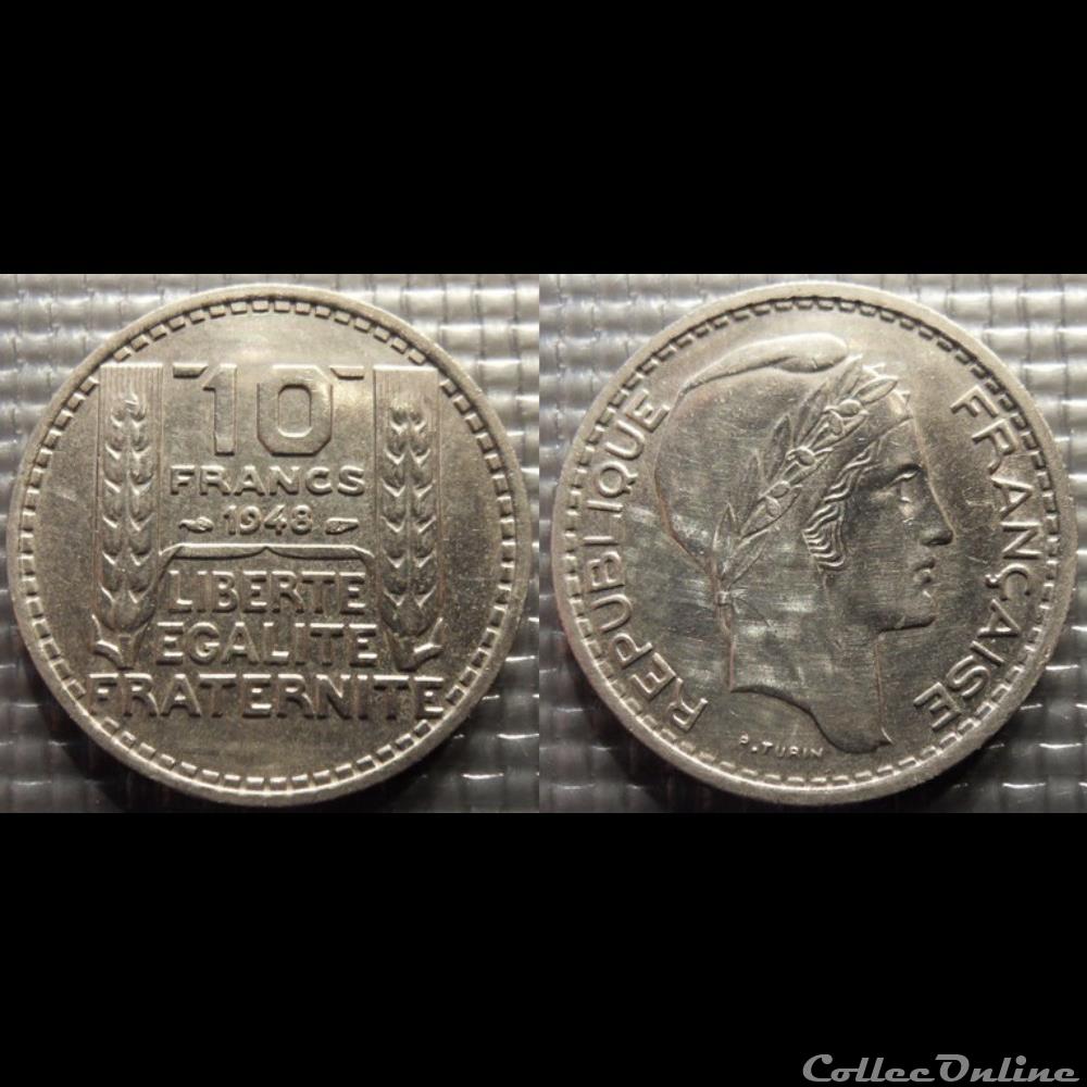 monnaie france moderne ld 10 francs turin petite tete 1948 26mm 7g