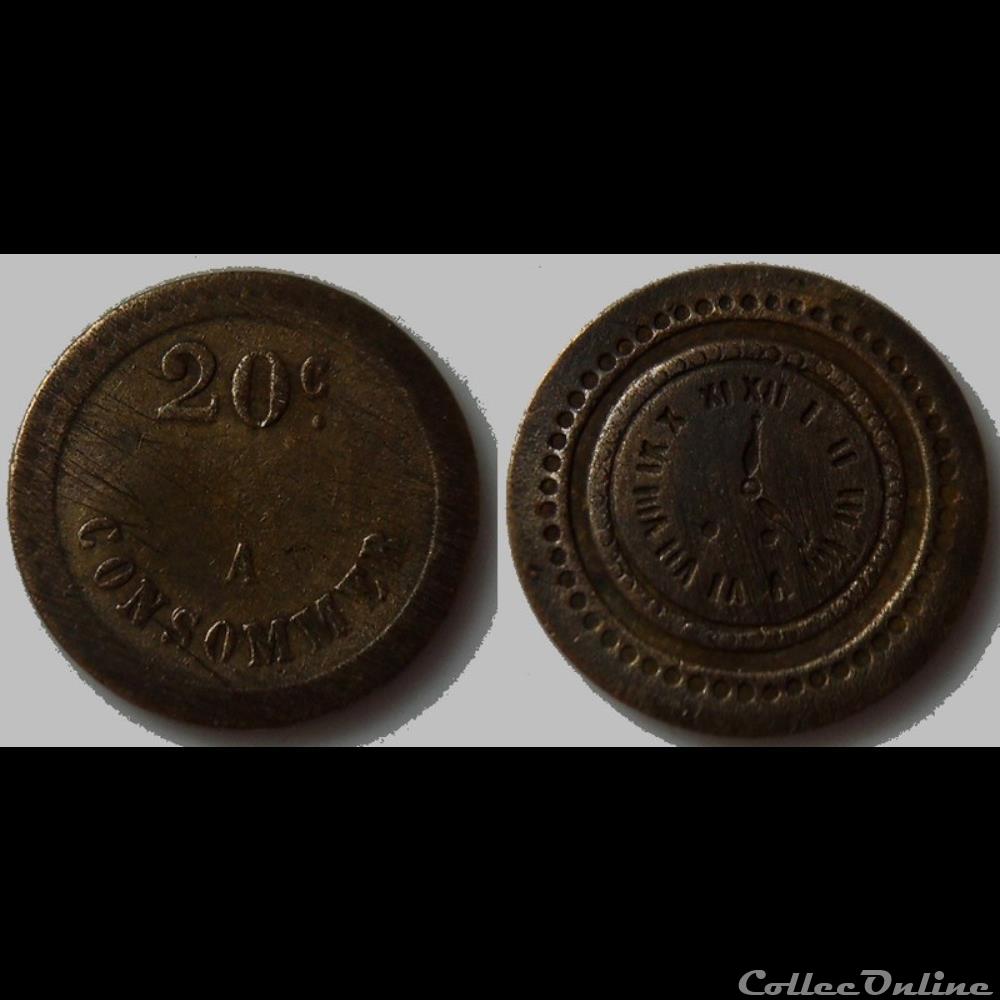 monnaie mereaux f jeton a consommer 20 c cadran horloge