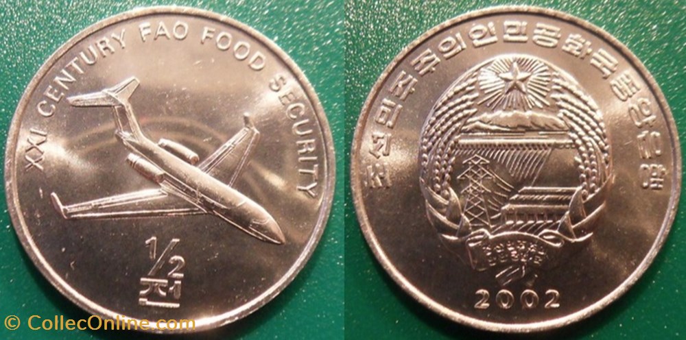 1/2 Chon 2002 Avion à réaction monnaie monde coree du nord 1 2 chon 2002 avion a reaction