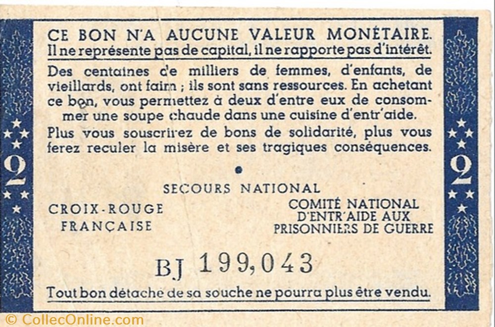a0- Bon de solidarité 2 FRANCS Pétain monnaie jeton mereaux a0 bon de solidarite 2 francs petain