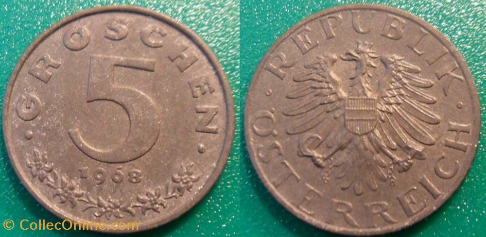 5 Groschen 1968 monnaie monde autriche 5 groschen 1968