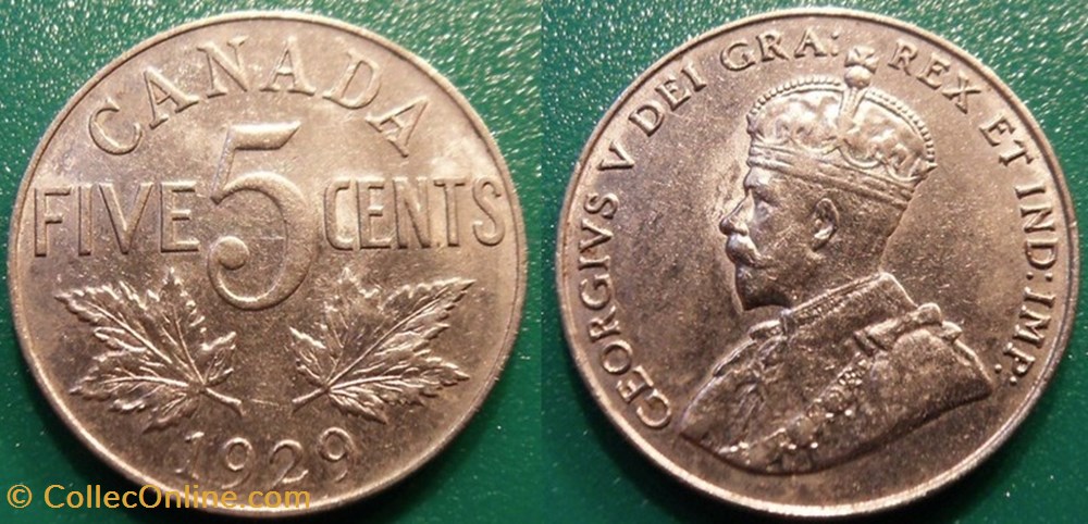 monnaie monde canadum 5 cents 1929