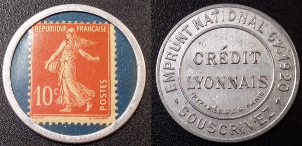 b- Jeton - 10 centimes Crédit Lyonnais monnaies paranumismatique jetons poids b jeton 10 centimes credit lyonnais