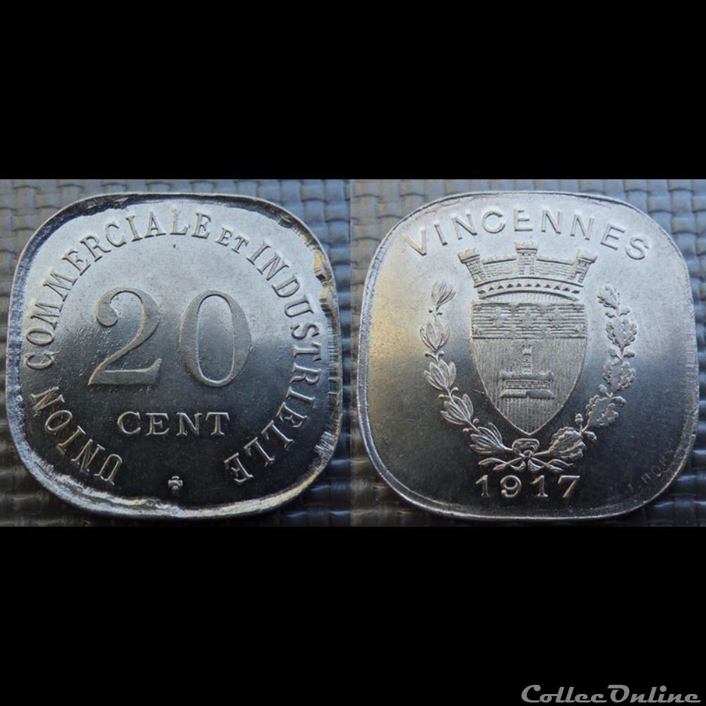 p- MN Vincennes 20C. 1917 Al Elie:10.1 monnaies paranumismatique jetons poids p mn vincennes 20c 1917 al elie 10 1