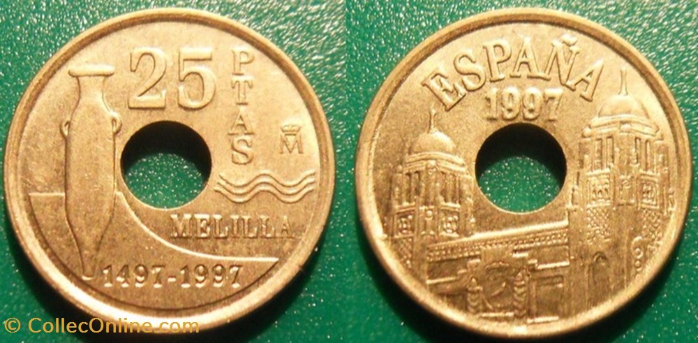 25 Pesetas 1997 Melilla monnaie monde espagne 25 pesetas 1997 melilla