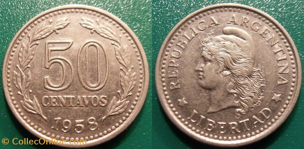 monnaie monde argentine 50 centavos 1958