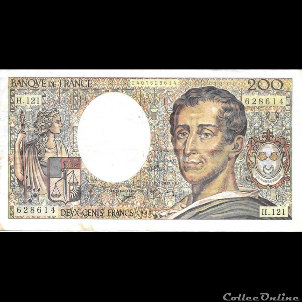 200 Francs Montesquieu billet france banque de xxe 200 francs montesquieu