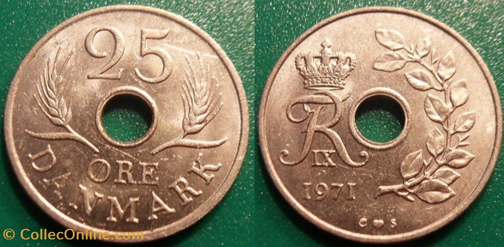 25 Ore 1971 monnaie monde danemark 25 ore 1971