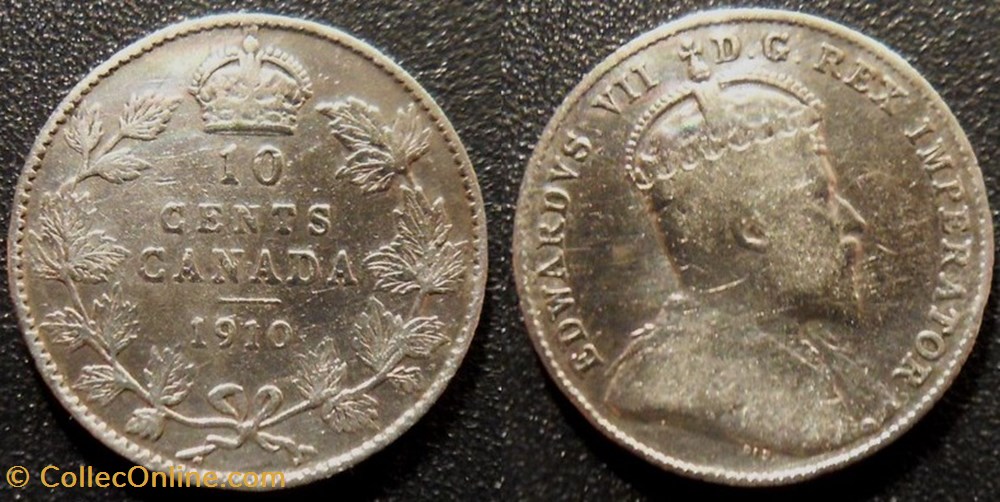 Canada 10 Cents 1910 Edouard VII monnaies canada 10 cents 1910 edouard vii