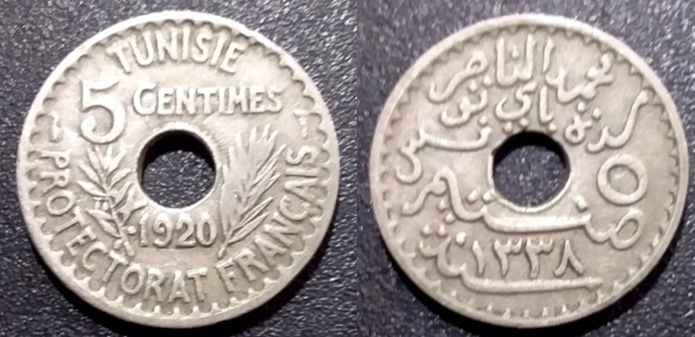 Tunisie 5 Centimes 1920 Grand module monnaies colonies francaises tunisie 5 centimes 1920 grand module