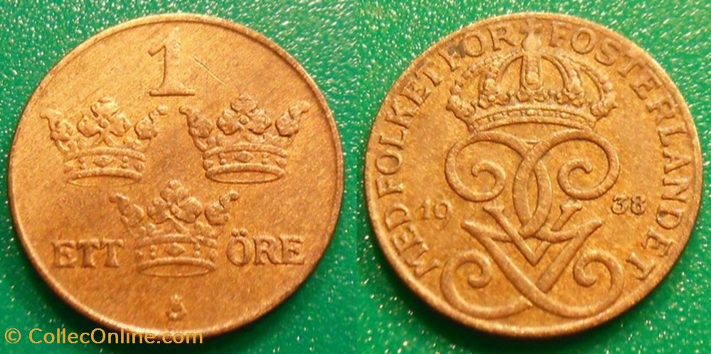 1 Ore 1938 monnaie monde suede 1 ore 1938