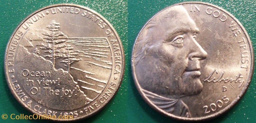 monnaie monde etat uni 5 cents 2005 d