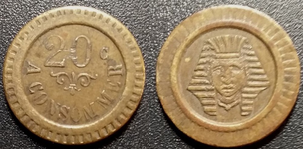 f- Jeton à consommer 20 C. Tête de Pharaon monnaies paranumismatique jetons poids f jeton a consommer 20 c tete de pharaon