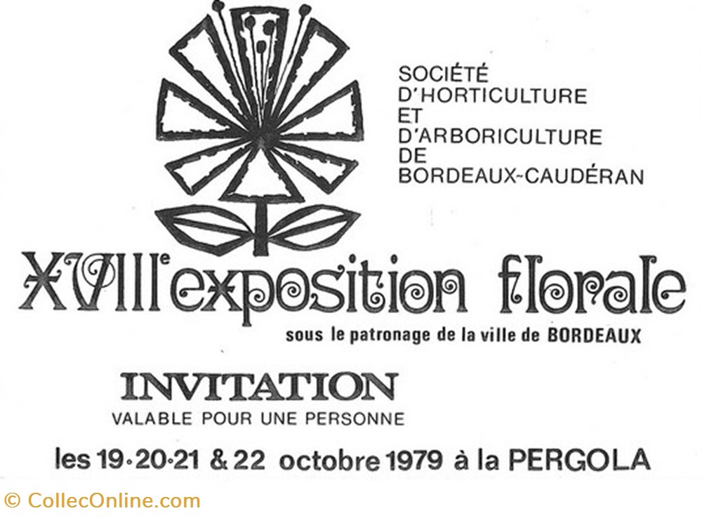 documents anciens tickets entree bordeaux cauderan xviii exposition florale octobre 1979