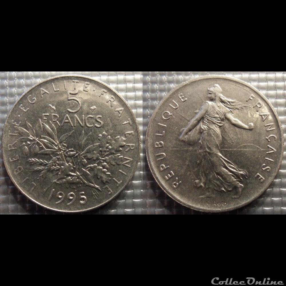 Kg 5 francs Semeuse 1995 29mm 10g monnaie france moderne kg 5 francs semeuse 1995 29mm 10g