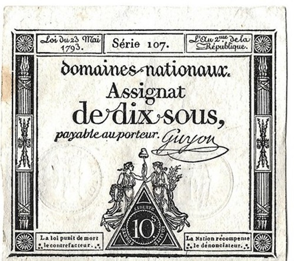 billets europe france assignat de dix sous guyon loi du 23 mai 1793
