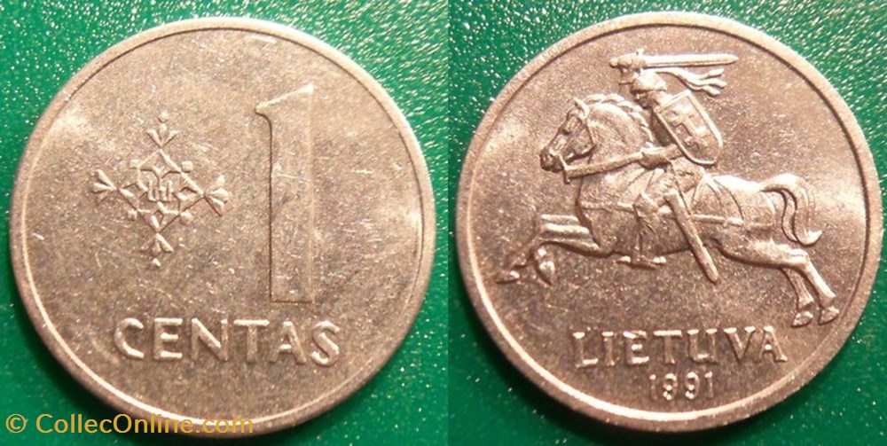 1 Centas 1991 monnaie monde lituanie 1 centas 1991