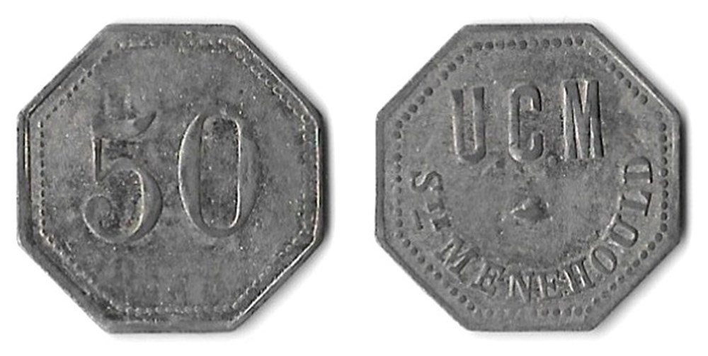 p- MN Sainte-Ménéhould 50 (c) U.C.M Elie:10.2 monnaies paranumismatique jetons poids p mn sainte menehould 50 c u c m elie 10 2