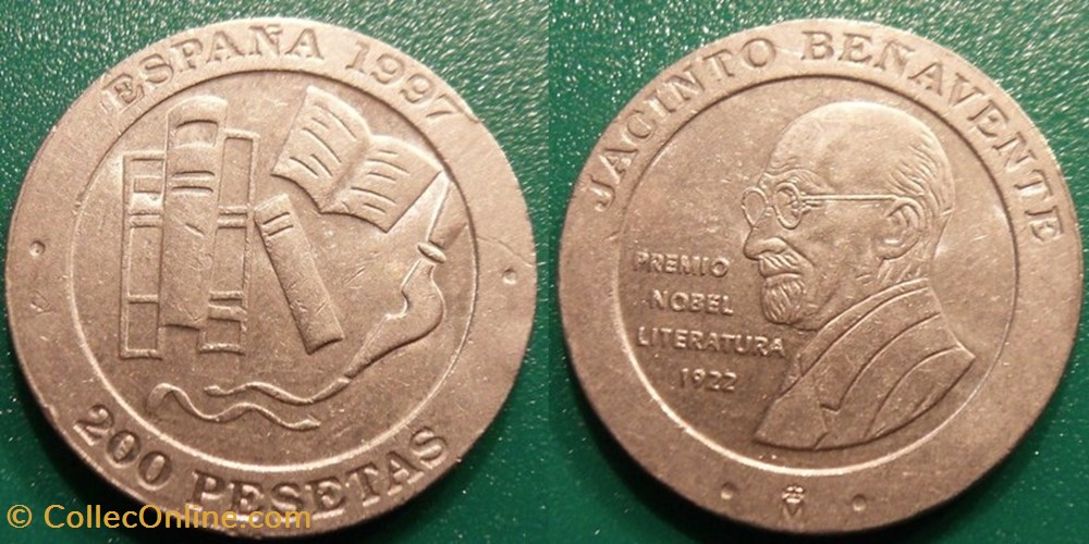 200 Pesetas 1997 Jacinto Benavente 75e anniversaire de son prix Nobel monnaie monde espagne 200 pesetas 1997 jacinto benavente 75e anniversaire de son prix nobel
