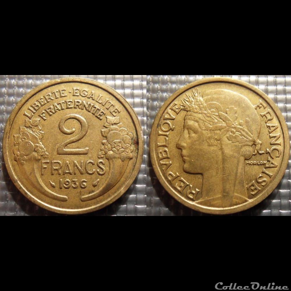monnaie france moderne jc 2 francs morlon 1936 27mm 8g