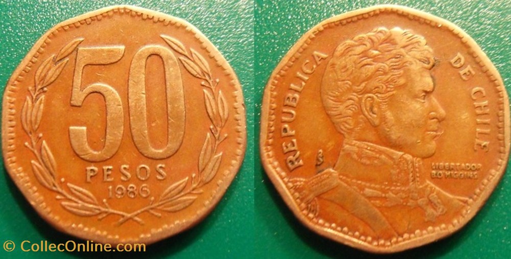 50 Pesos 1986 monnaie monde chili 50 pesos 1986