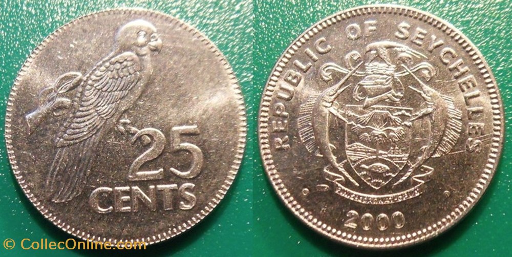 monnaie monde seychelle 25 cents 2000