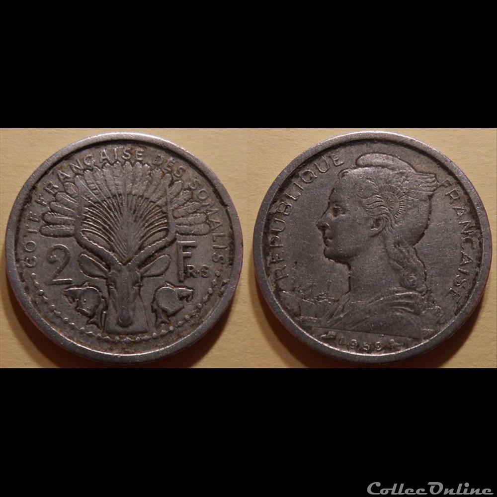 Djibouti- Cote Française des Somalis 2 francs 1959 chouette monnaie france colony djibouti cote francaise des somalis 2 francs 1959 chouette