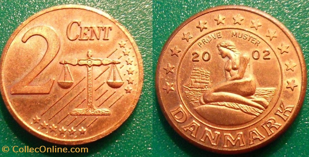 e- J etr Danemark 2 Cent fantaisie 2002 monnaies jetons mereaux e j etr danemark 2 cent fantaisie 2002