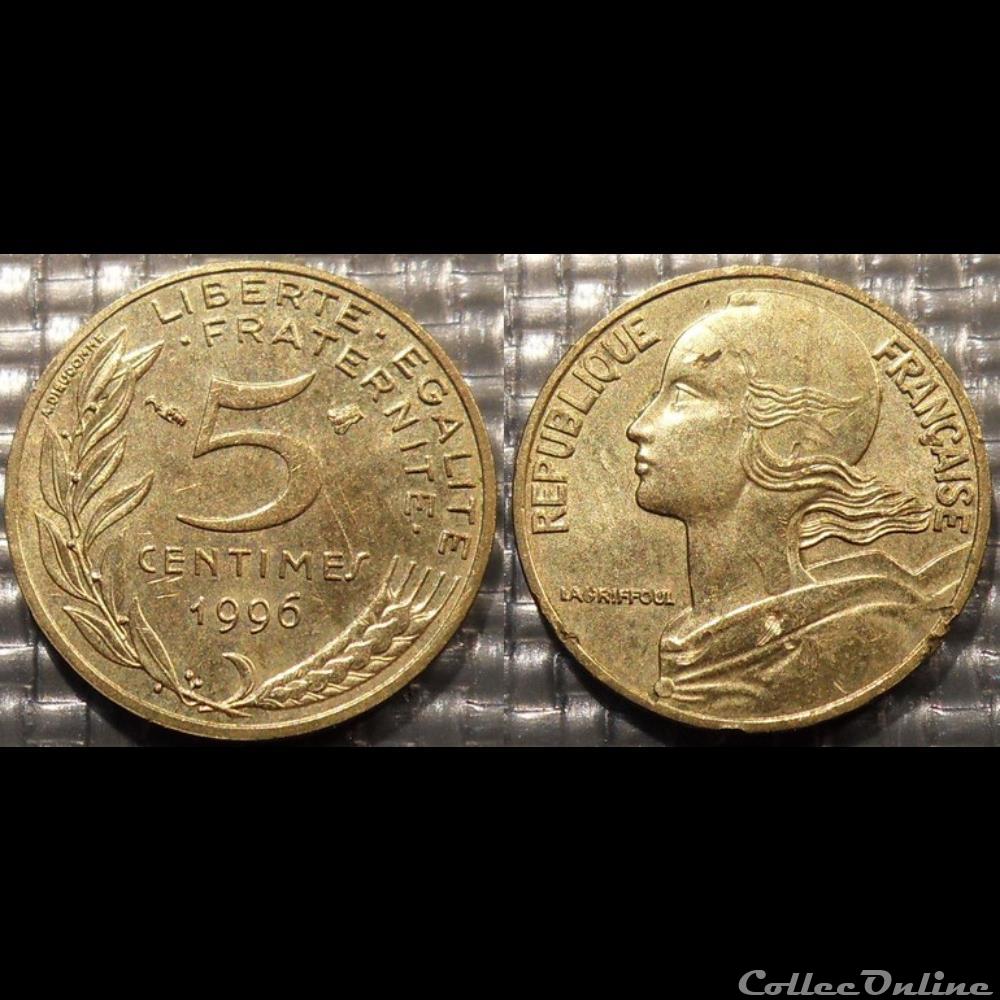 Cf 5 centimes Marianne 1996 17mm 2g monnaie france moderne cf 5 centimes marianne 1996 17mm 2g