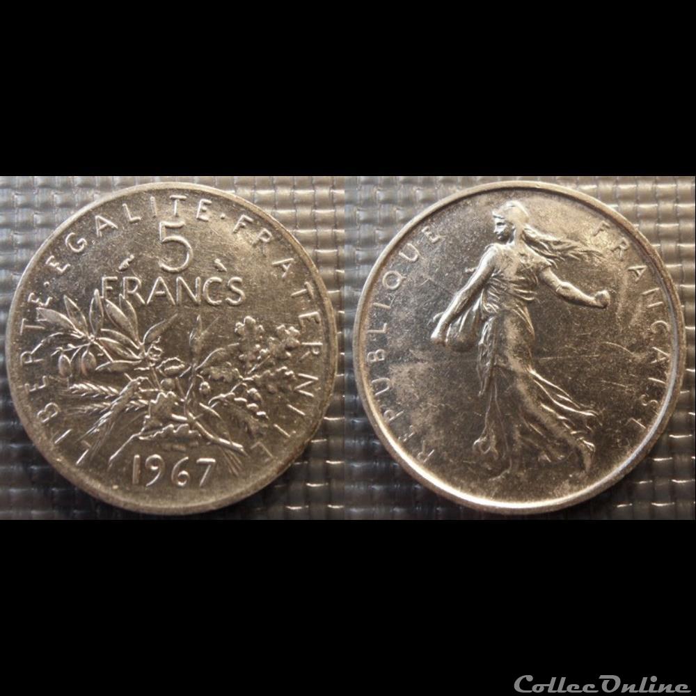 Kf 5 francs Semeuse 1967 29mm 12g monnaie france moderne kf 5 francs semeuse 1967 29mm 12g