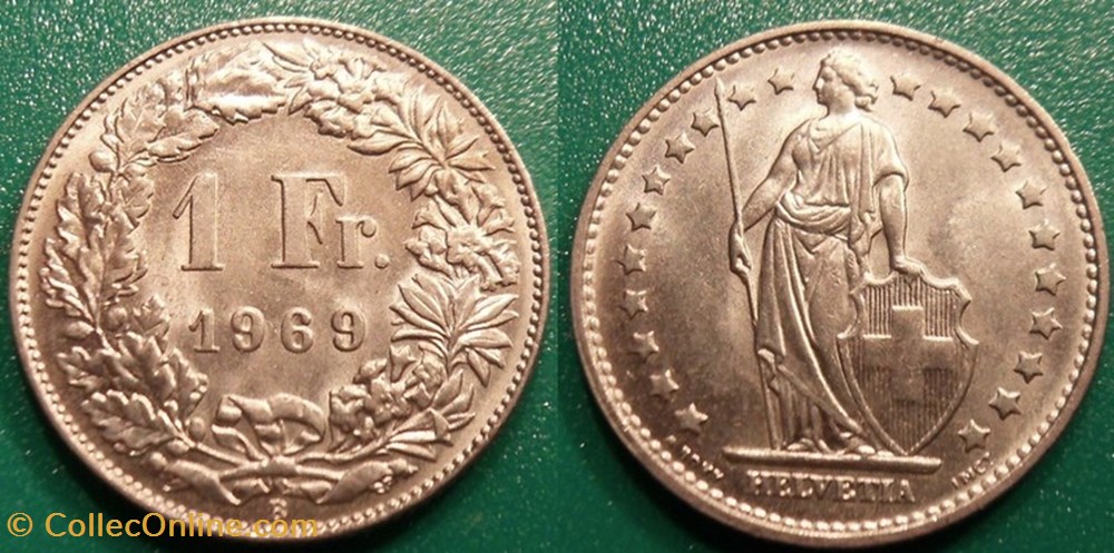 1 Franc 1969 frappe monnaie monde suisse 1 franc 1969 frappe monnaie