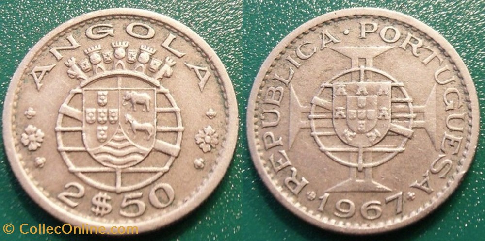 2 1/2 Escudos 1967 Colonie Portugaise monnaie monde angola 2 1 2 escudos 1967 colonie portugaise