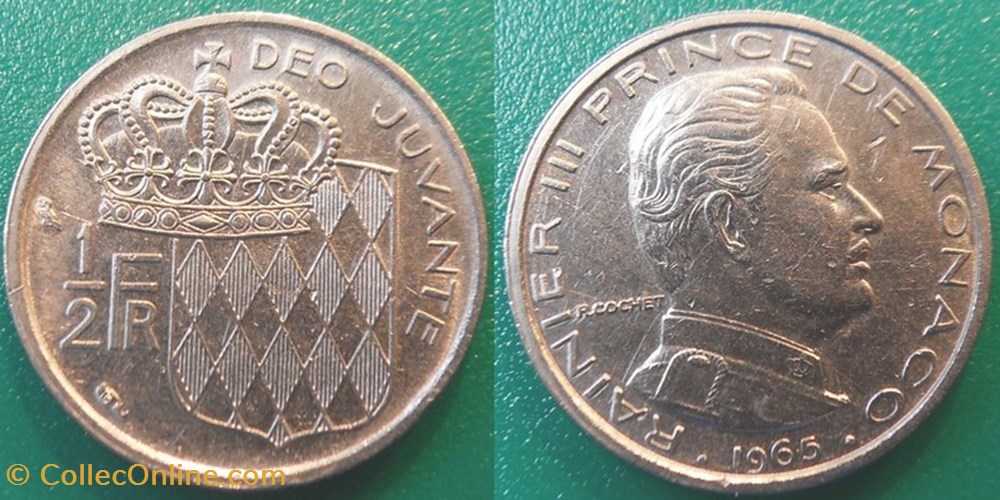 1/2 Franc 1965 Rainier III monnaie monde monaco 1 2 franc 1965 rainier iii