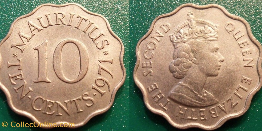 10 Cents 1971 monnaie monde maurice 10 cents 1971