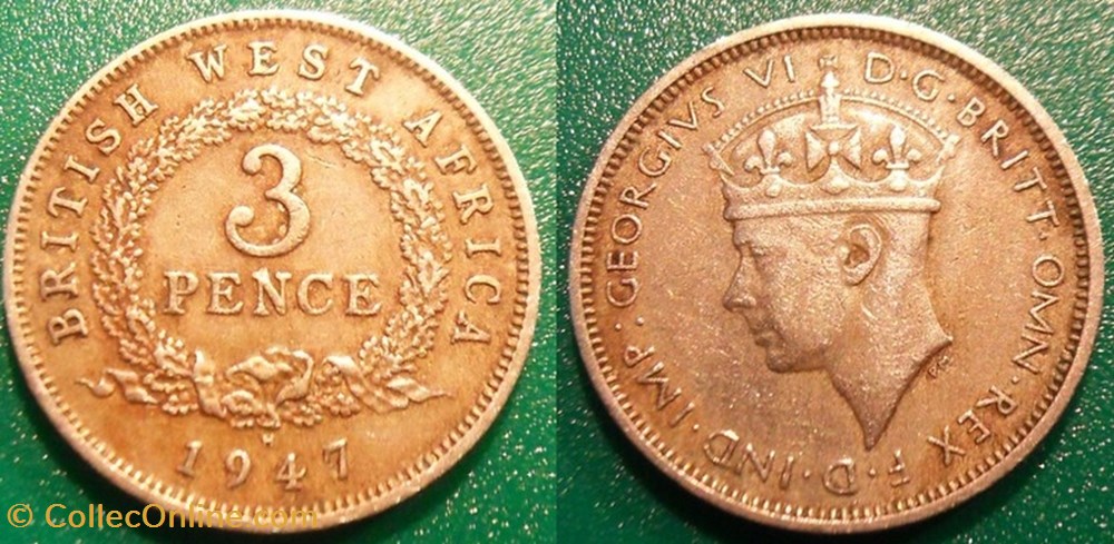 3 Pence 1947 monnaies monde afrique occidentale britannique 3 pence 1947