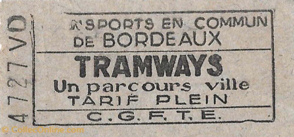 documents anciens titres c g f t e transports en commun de bordeaux tramway