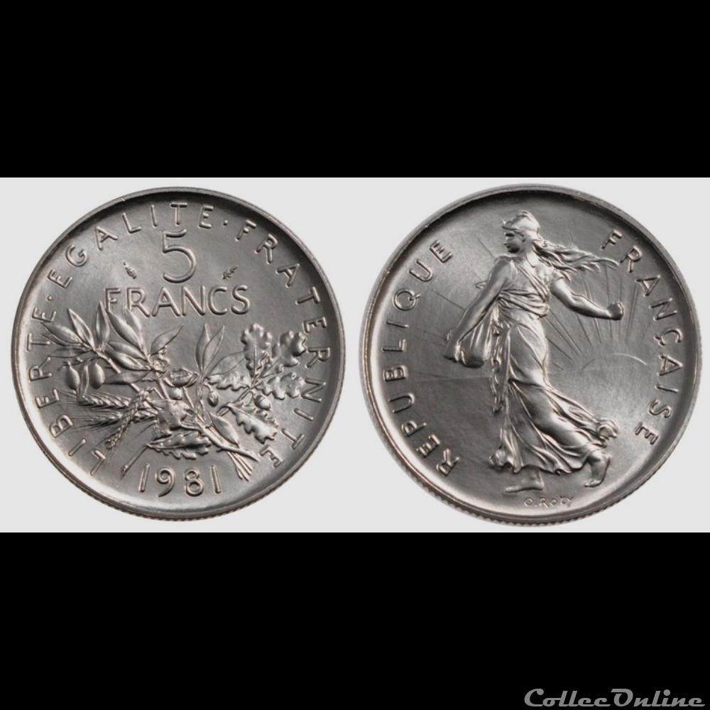 Kg 5 francs Semeuse 1981 29mm 10g monnaie france moderne kg 5 francs semeuse 1981 29mm 10g