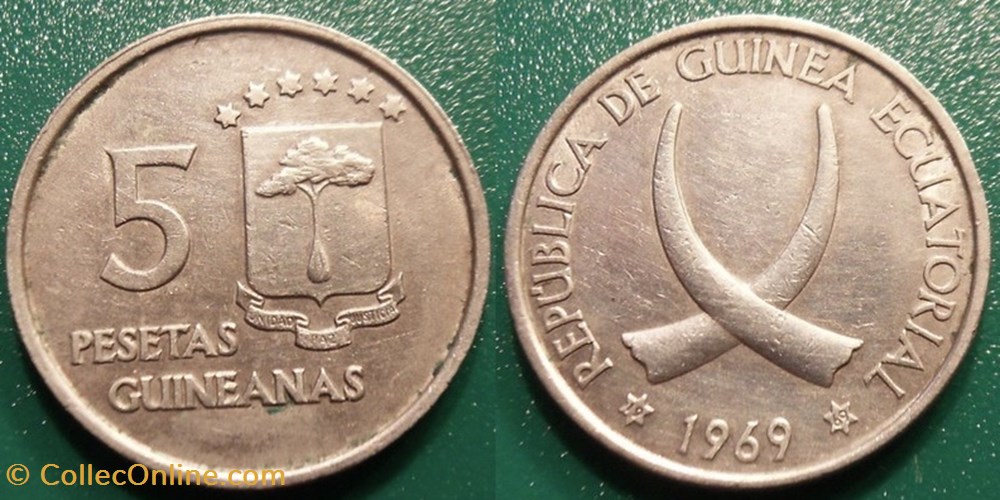 5 Pesetas 1969 monnaie monde guinee equatoriale 5 pesetas 1969