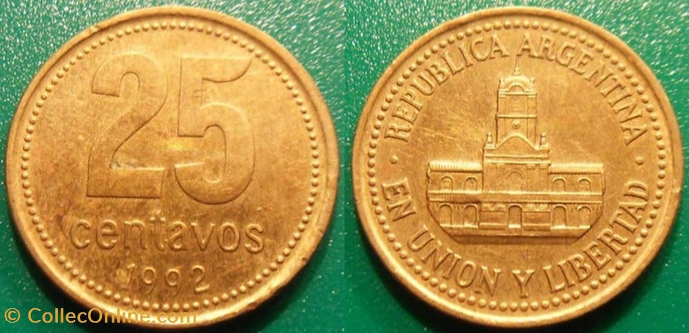25 Centavos 1992 monnaie monde argentine 25 centavos 1992