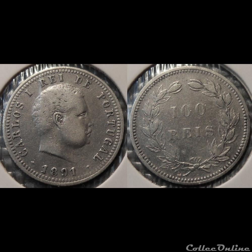 Portugal 100 Reis 1891 monnaie jeton mereaux moderne portugal 100 reis 1891