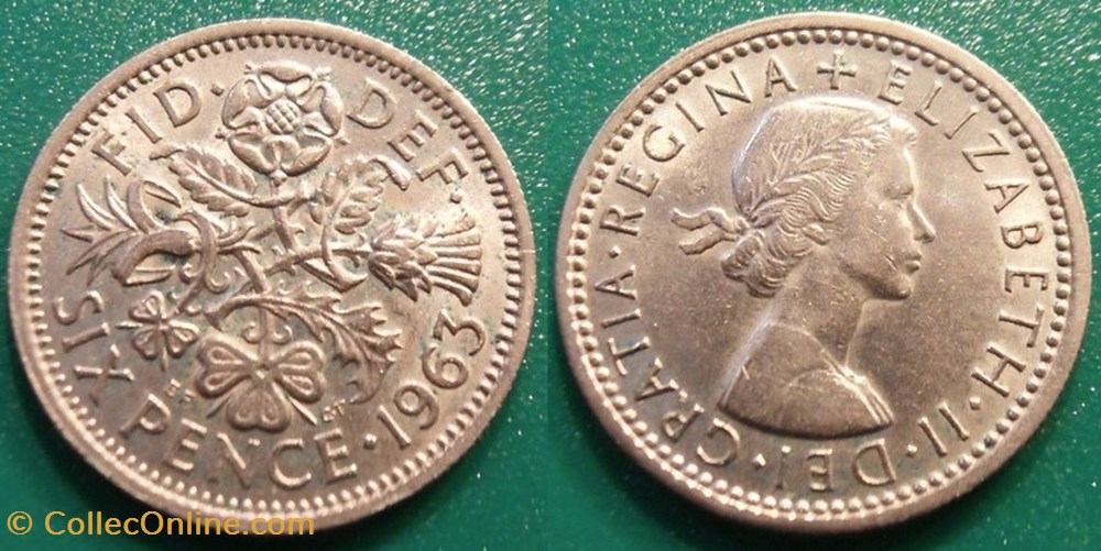 6 Pence 1963 monnaie monde royaume uni 6 pence 1963