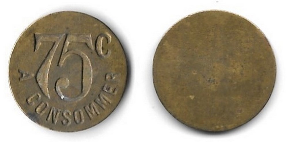 f- Jeton à consommer 75C à Consommer monnaies paranumismatique jetons poids f jeton a consommer 75c a consommer