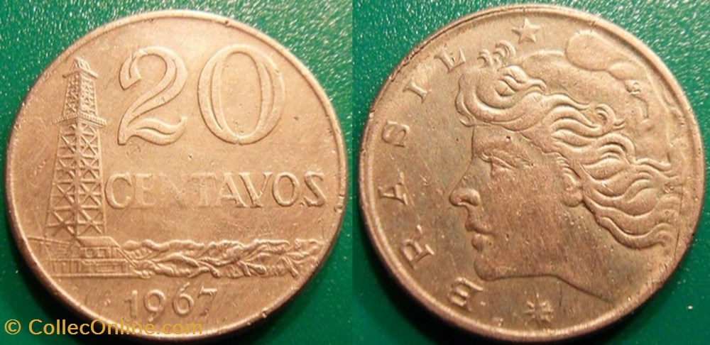 20 Centavos 1967 monnaie monde bresil 20 centavos 1967