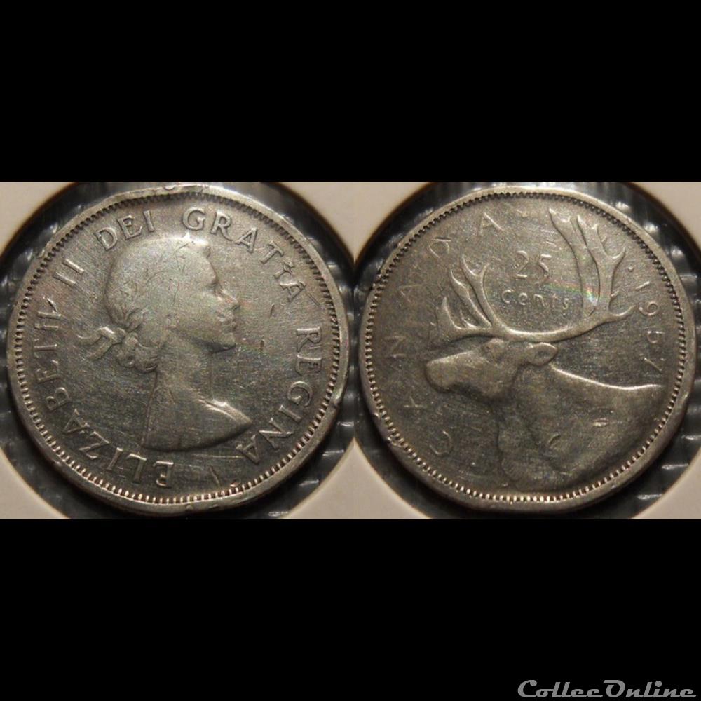 monnaie france colony canada 25 cents 1957