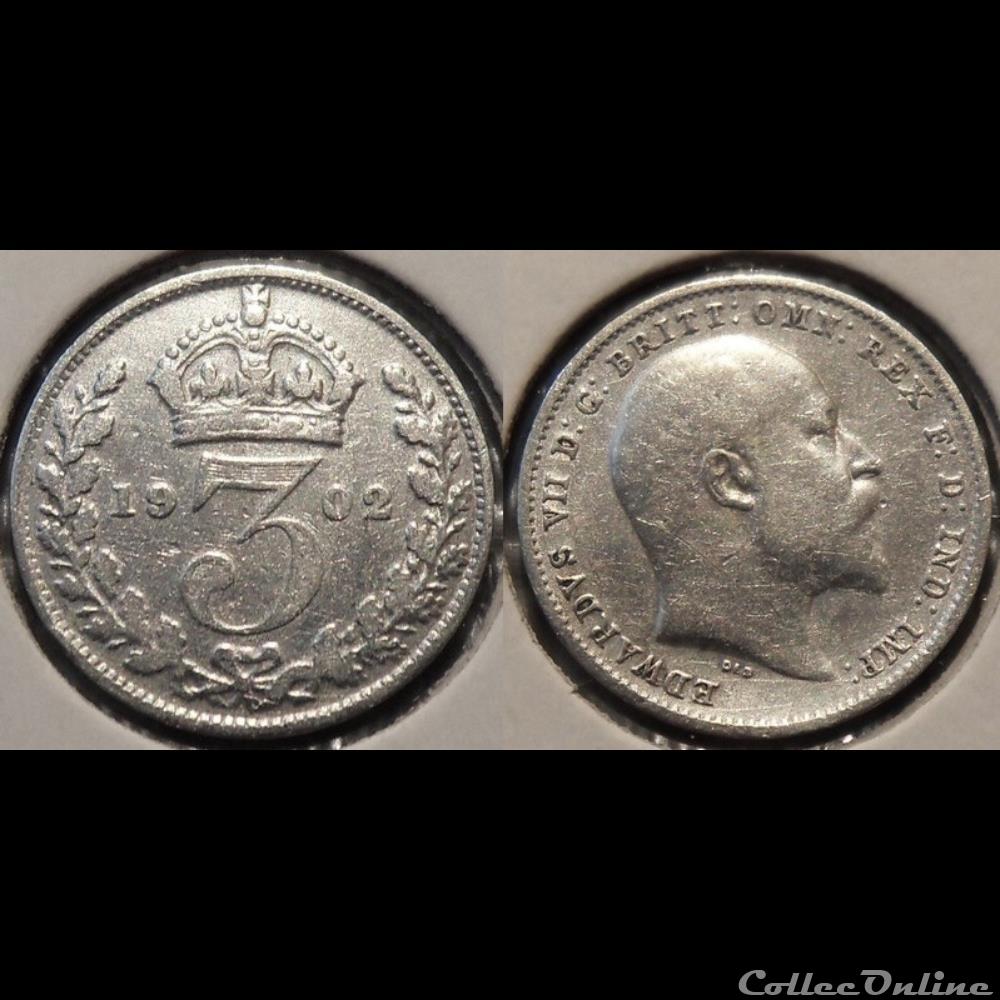 Grande Bretagne 3 Pence 1902 monnaie monde moderne grande bretagne 3 pence 1902