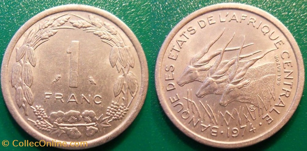 1 Franc 1974 monnaie monde afrique centrale 1 franc 1974