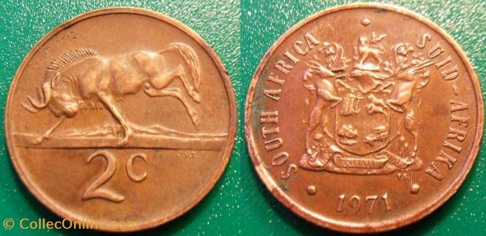 monnaie monde afrique du sud 2 cents 1971